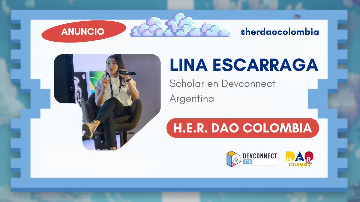 herdaocolombia's tweet image. ✨ Felices de anunciar a nuestra superestrella que brillará en @EFDevcon - @ETHglobal 💫
@LinaEscarraga estará durante toda la semana de Devconnect como nuestra scholar representando las builders colombianas.
Conoce más sobre ella 👇🏼