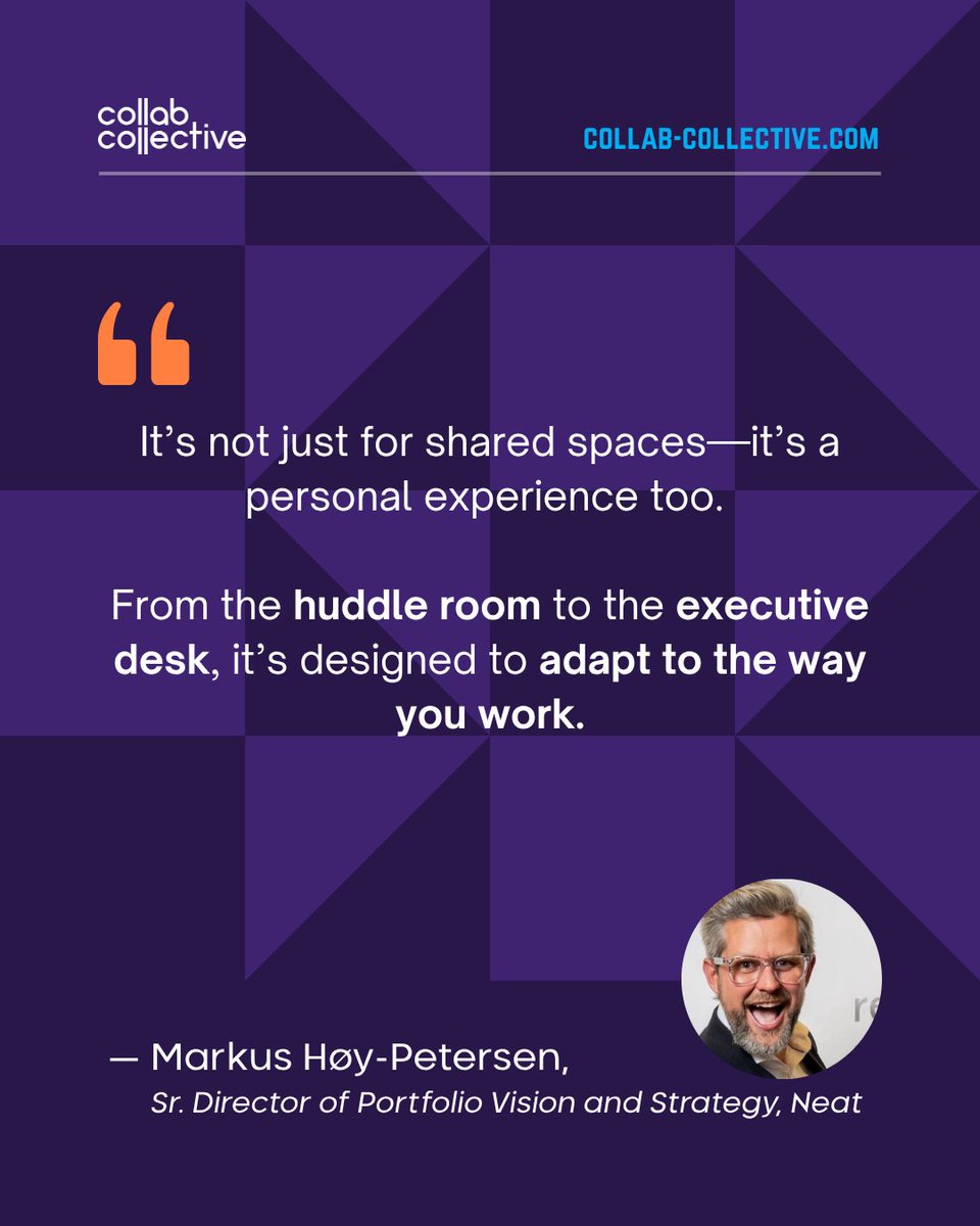 CollabCollect's tweet image. The Neat Board 32 isn’t just for shared rooms—it’s for your workspace too.
Craig Durr + @neatmeetings’ Markus Høy-Petersen on designing technology that adapts to every way of working.

youtu.be/ea-vBuL-qfI

#Neat #HybridWork #CollaborationTech