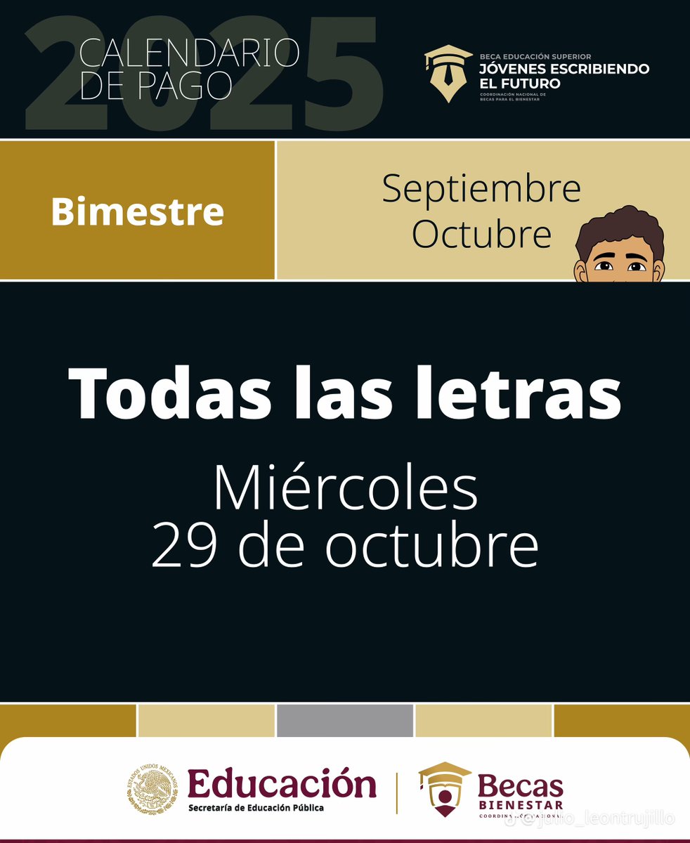 conectando_mx's tweet image. 💥 ¡ATENCIÓN UNIVERSITARIOS!
El Banco del Bienestar adelantó el pago doble de $5,800 por la #BecaJóvenesEscribiendoElFuturo 🎓💳

Sin letras, sin filas, ¡todos cobran igual!
#BancoDelBienestar #ProgramasBienestar #BecasBienestar