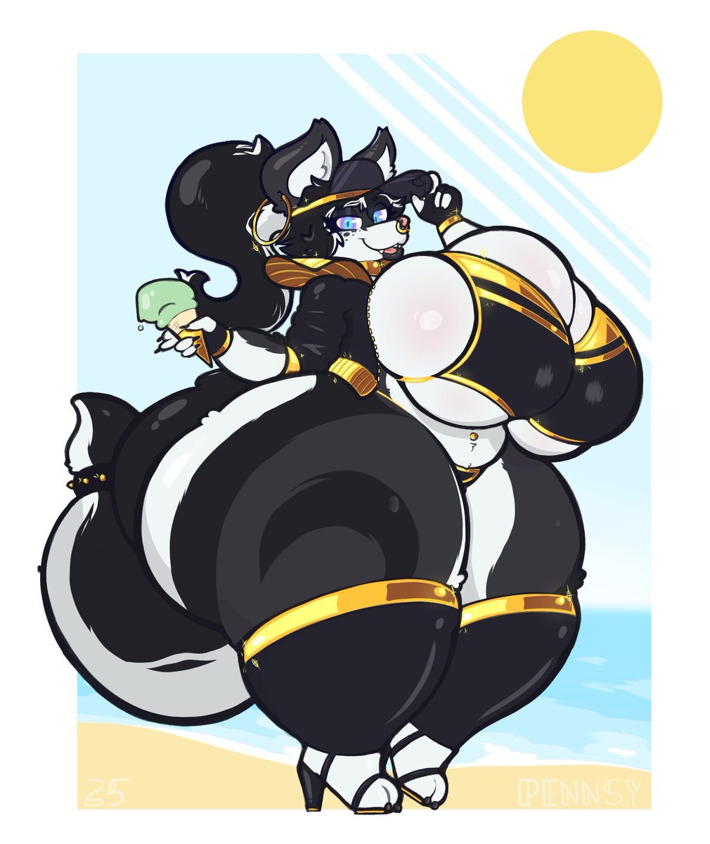 gift for <a href="/DoggoDva/">Lazuli / DoggoD.va</a> of their gal Moxie!
its never too late for beach season!

+ an alt of her black n gold swimsuit!