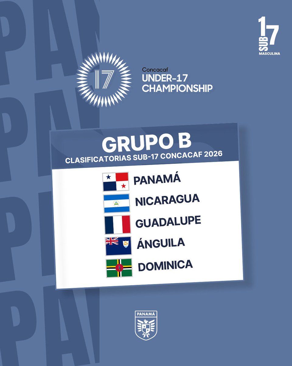 ¡CLASIFICATORIO SUB-17 ⚽️!

La selección #PanamáSub17 🇵🇦 buscará nuevamente en el 🏟️ Estadio Rommel Fernández su pase a la próxima Copa Mundial Sub-17 de Catar 🇶🇦 2026 🏆.

El torneo se jugará del 3 al 12 de febrero. 

Nota ▶️ bit.ly/49eDxJO

#MásPanameñosQueNunca 🇵🇦