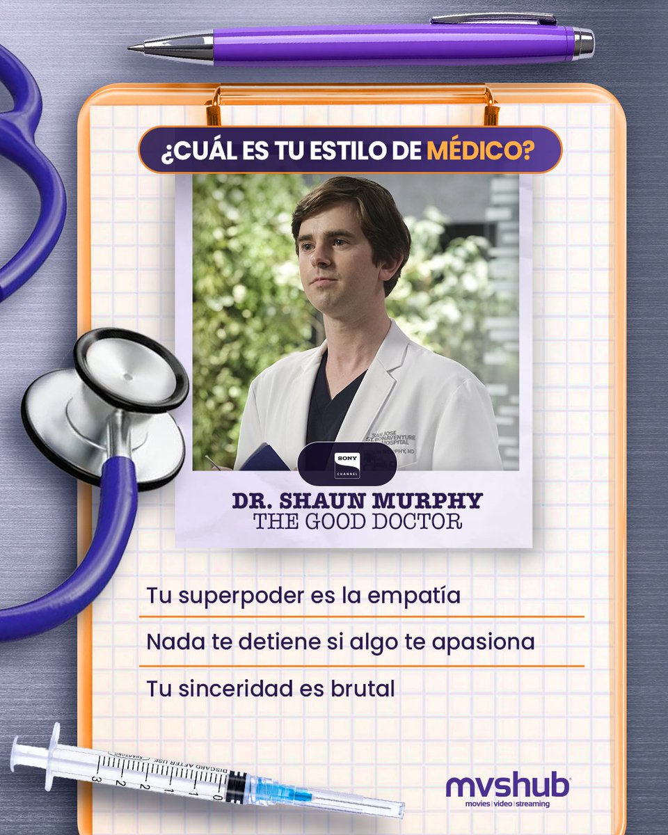 Todos entramos en "modo doctor" cuando las cosas se complican: analizando todo, improvisando o pasando la noche en vela...viendo series de doctores. 👩🏼‍⚕️👨🏼‍⚕️🩺

Este #DíaDelMédico, encuentra a tus favoritos en mvshub.#DoctorHouse #ShaunMurphy #DraYang #DrPimplePopper #SeriesMédicas
