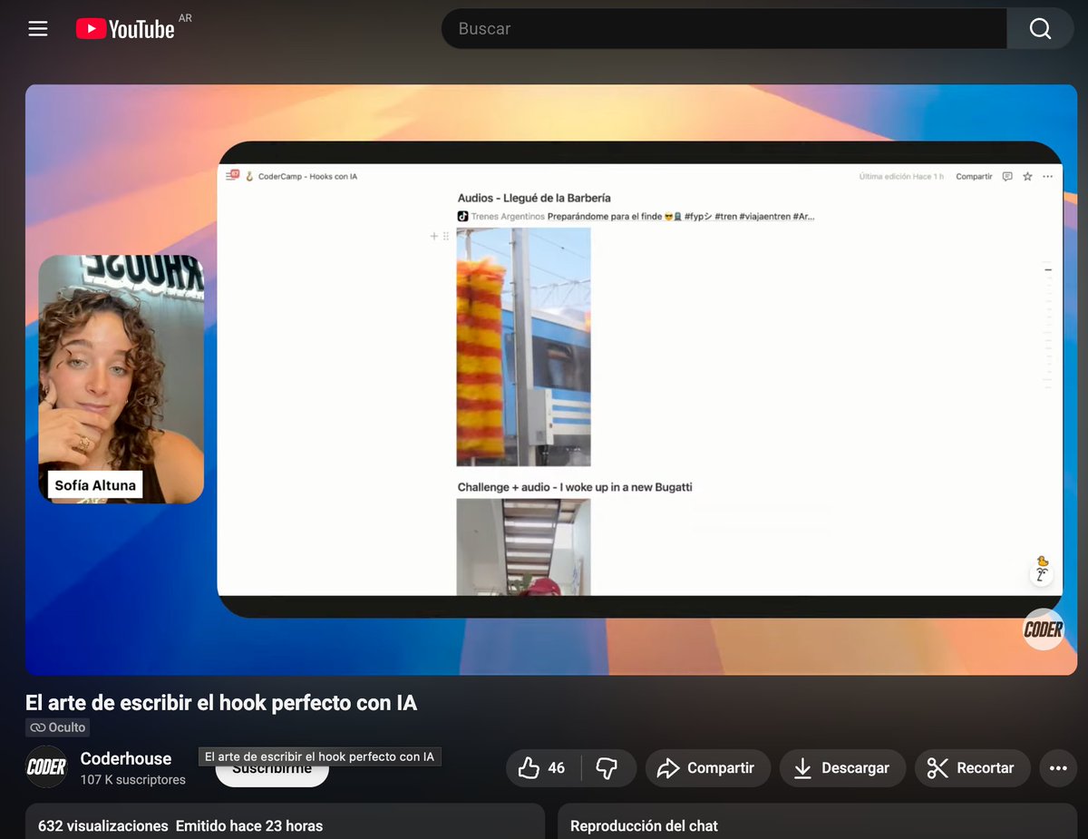 coderhouse's tweet image. Ayer en #CoderCampAI hablamos sobre El arte de escribir el hook perfecto con IA 💡
Sofi Altuna (@sofiaaltuna_), Host/ Social Media Strategist en Coderhouse, mostró cómo captar la atención desde el primer segundo con ayuda de la IA.
Mirá la grabación acá: f.mtr.cool/evshvohnkp