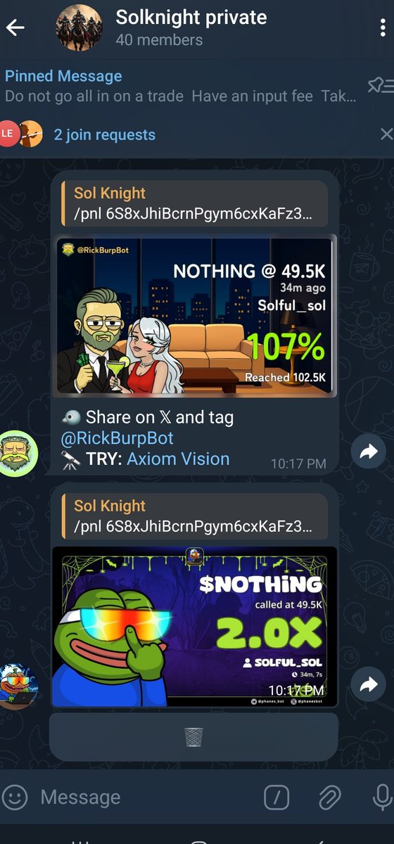 2x 

$NOTHING 

/pnl 6S8xJhiBcrnPgym6cxKaFz3PaFE83Ehx5ri16PRkpump 

Dm to join my private tg 

#Solana #Memecoin