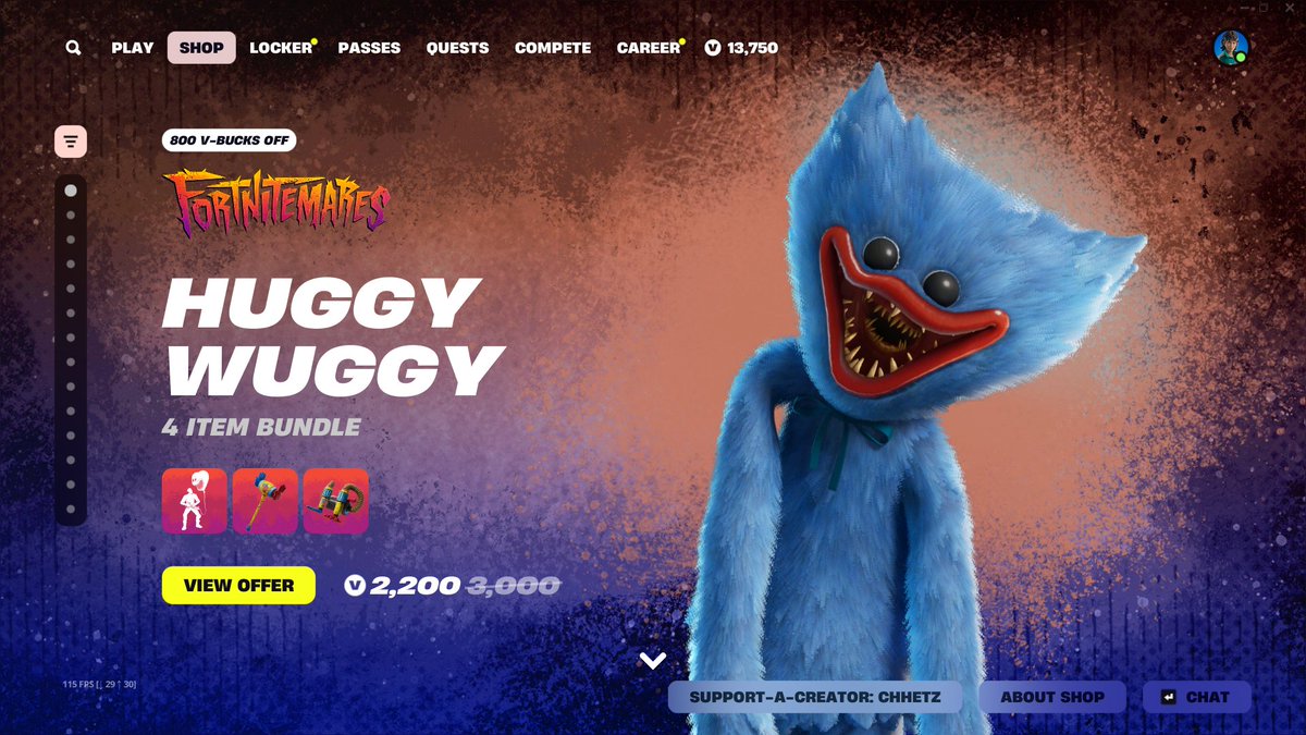 Chhetz's tweet image. HUGGY WUGGY - POPPY PLAYTIME FORTNITE SKIN GIVEAWAY PT2! 
To Enter: 
Follow @Chhetz 
Like and Repost this Post
Comment a GIF and Tag a Friend
Use code "Chhetz" in the Fortnite Item Shop #EpicPartner