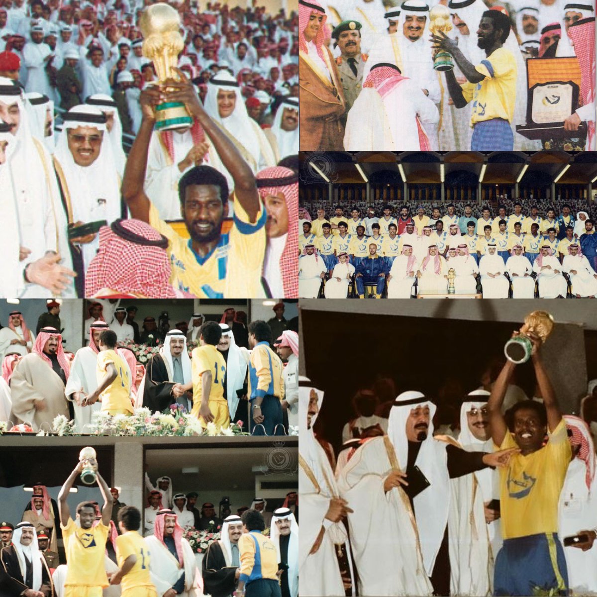 النصر شمسٍ أشرقت في دجى نجد 
شمسٍ تسر القلب وتكحّل العين 

عاداتنا نرصّع المجد بالمجد 
حنا ملوك العاصمة قبل والحين 

#النصر_70_عام 💛