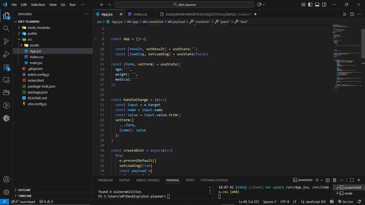 _heisms's tweet image. Day 29/100 days of coding challenge
Built an AI Diet Planner App
React + Tailwind + Gemini API, it creates personalized diet plans based on user info
#100DaysOfCode #WebDev #ReactJS #AI #CodingJourney
