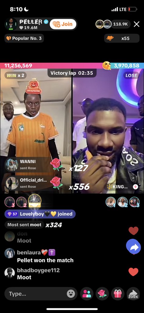 Africa's biggest Streamer, Peller makes $143,000 in 5 minutes from 11 million coins on a TikTok live stream.

He had 121,000 live viewers.

TikTok will take 50% of the money.