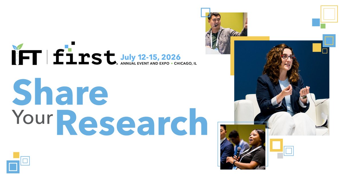 IFT's tweet image. Help shape the future of food science by showcasing your work at the 2026 IFT FIRST Annual Event &amp;amp; Expo. We're looking for: 
🔬 Proposals | 📊 Abstracts | 🧠 Reviewers

Get started here 👉  hubs.la/Q03PZtN80

#IFTFIRST #FoodScience #FoodInnovation