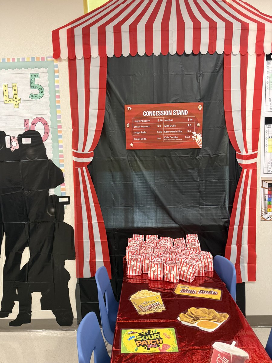 islandtaught's tweet photo. Our Third Grade Theater is open for business! 🎥🍿🎬

We worked on:
•2-step word problems
•numerical patterns
•figurative language
•&amp; even compared #Blockbuster vs #Netflix https://t.co/VE8TMipWYe