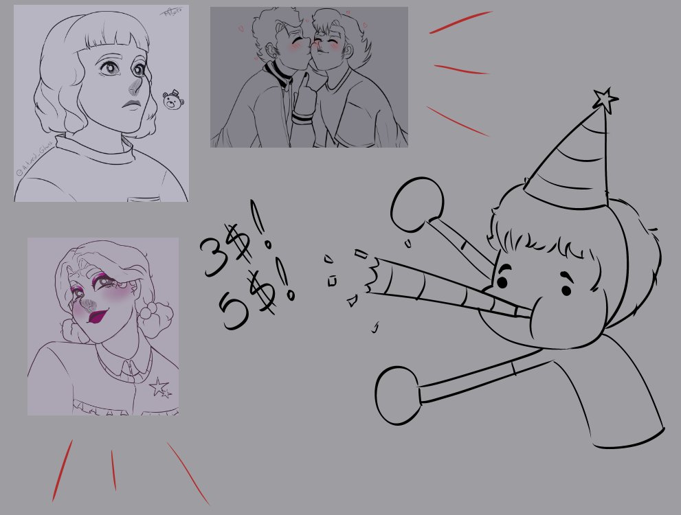 A_Tired_Ghost_'s tweet photo. BDAY DOODLES hiya people my bday is coming next week and i want to take to eat my dad and his wife, so i'm making little doodles for 3 and 5 dollars! 
(also to help raise money faster for the kitties!!)
https://t.co/8fuDdg9GUu https://t.co/k9NaMjucfO