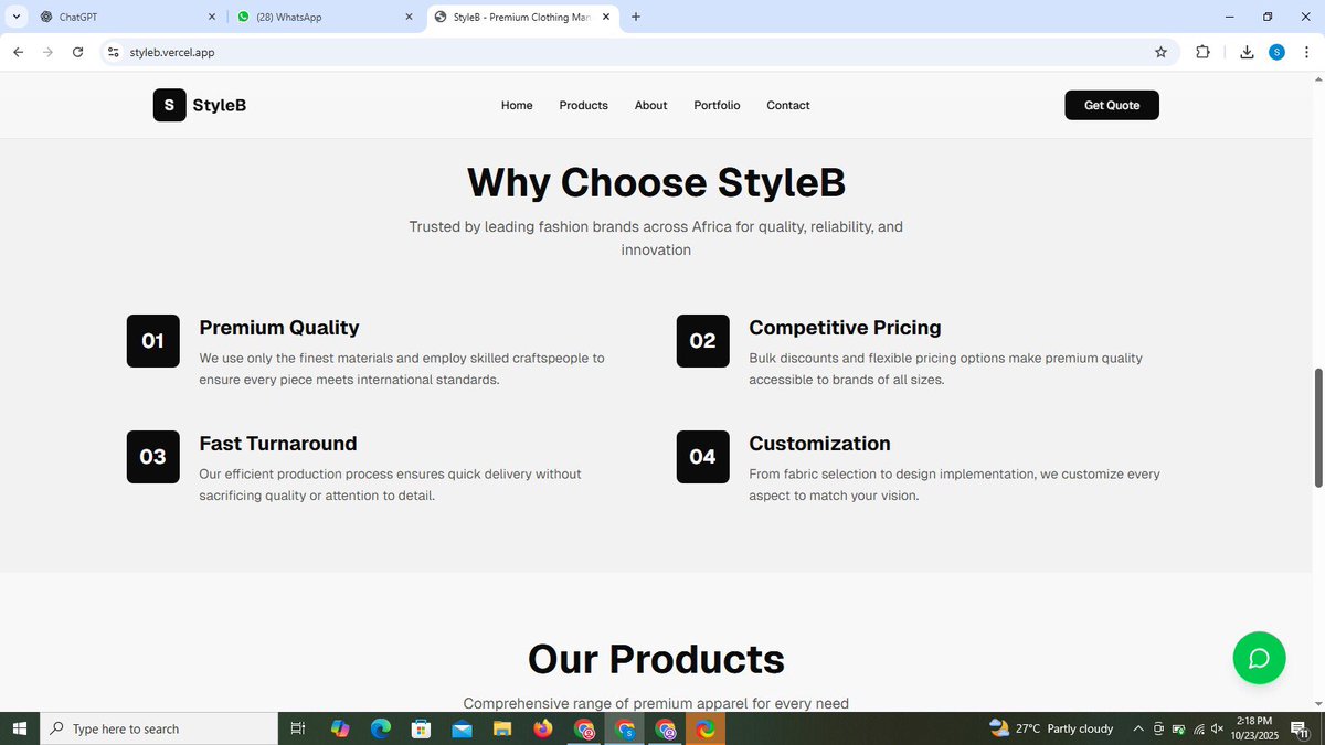 emmadrid_'s tweet image. So I built this website for a clothing brand manufacturer in Lagos. Spent 5 hours on this. 

Hire me for your web development gigs. I’m active 
#WebDevelopment #JavaScript #html #seniorwebdeveloper