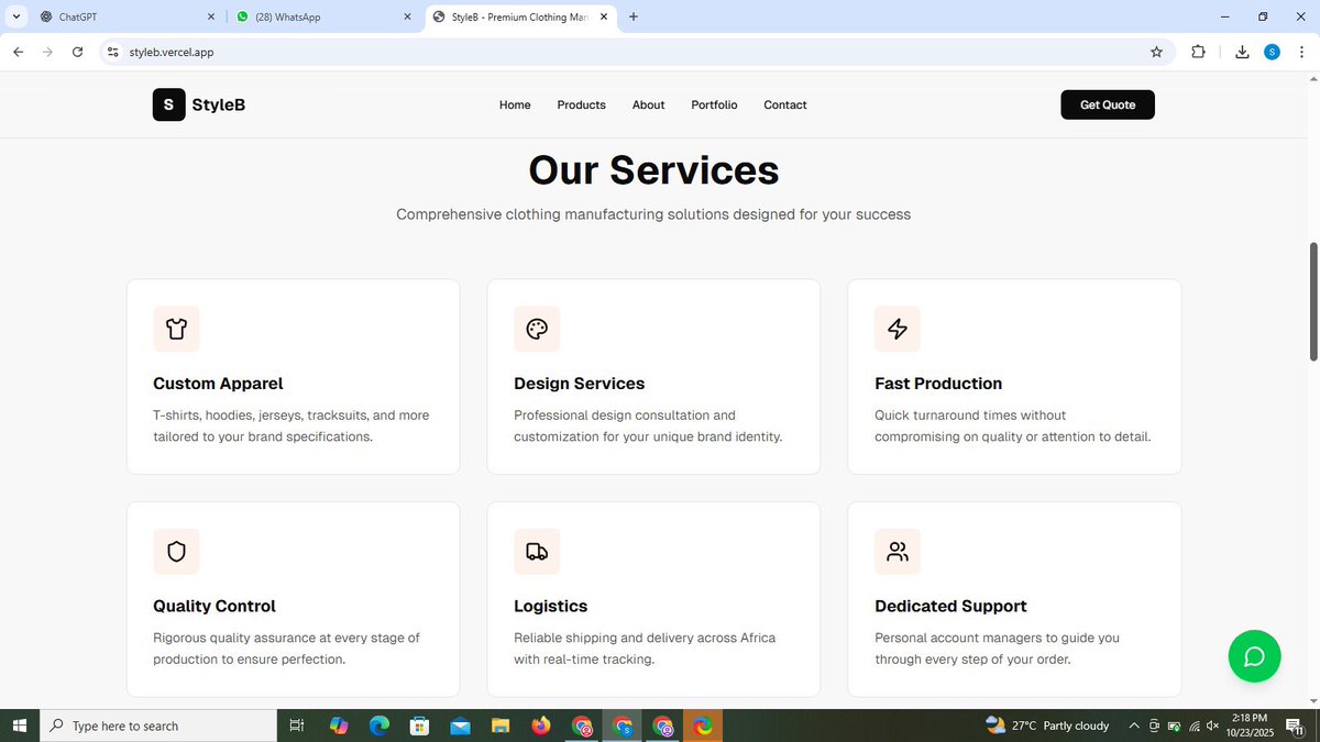 emmadrid_'s tweet image. So I built this website for a clothing brand manufacturer in Lagos. Spent 5 hours on this. 

Hire me for your web development gigs. I’m active 
#WebDevelopment #JavaScript #html #seniorwebdeveloper