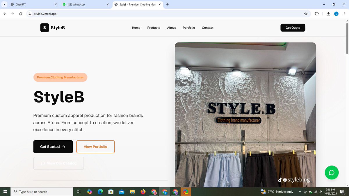 emmadrid_'s tweet image. So I built this website for a clothing brand manufacturer in Lagos. Spent 5 hours on this. 

Hire me for your web development gigs. I’m active 
#WebDevelopment #JavaScript #html #seniorwebdeveloper