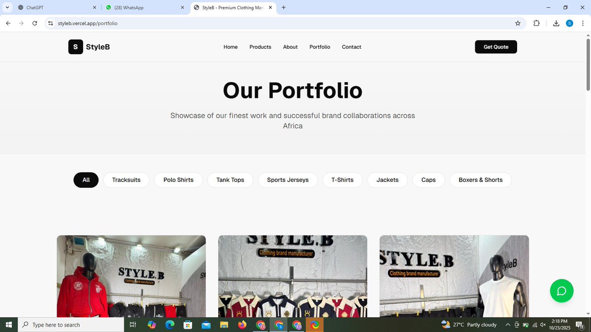 emmadrid_'s tweet image. So I built this website for a clothing brand manufacturer in Lagos. Spent 5 hours on this. 

Hire me for your web development gigs. I’m active 
#WebDevelopment #JavaScript #html #seniorwebdeveloper