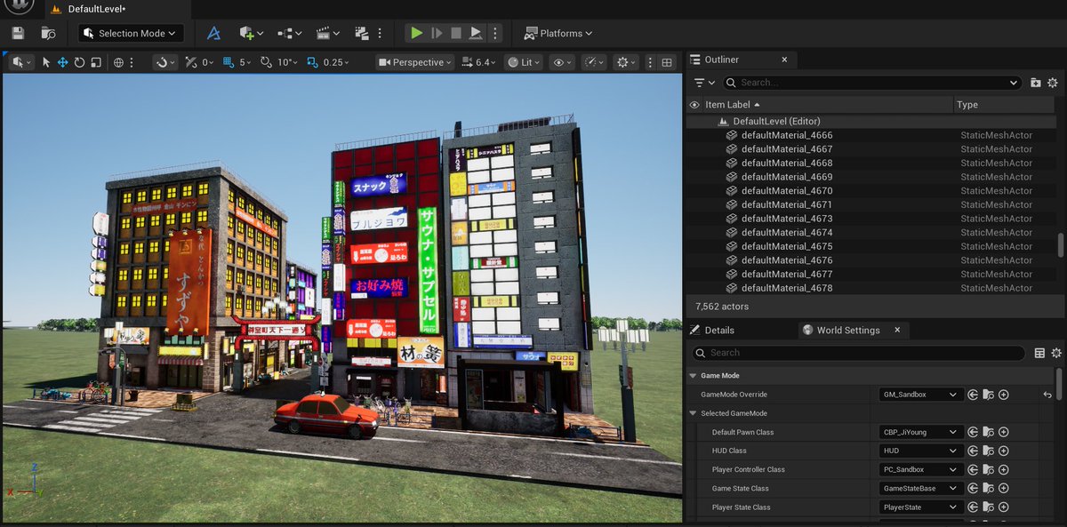 DiChanMira's tweet image. Making cool #YakuzaLikeADragon stuff in #UnrealEngine I want to recreate all of Kamurochō ( Kabukichō ) then I’ll work on adding combat at some point. This is going to be a long fun project. #gamedevs @RGGStudio I found the starting point on sketchfab.