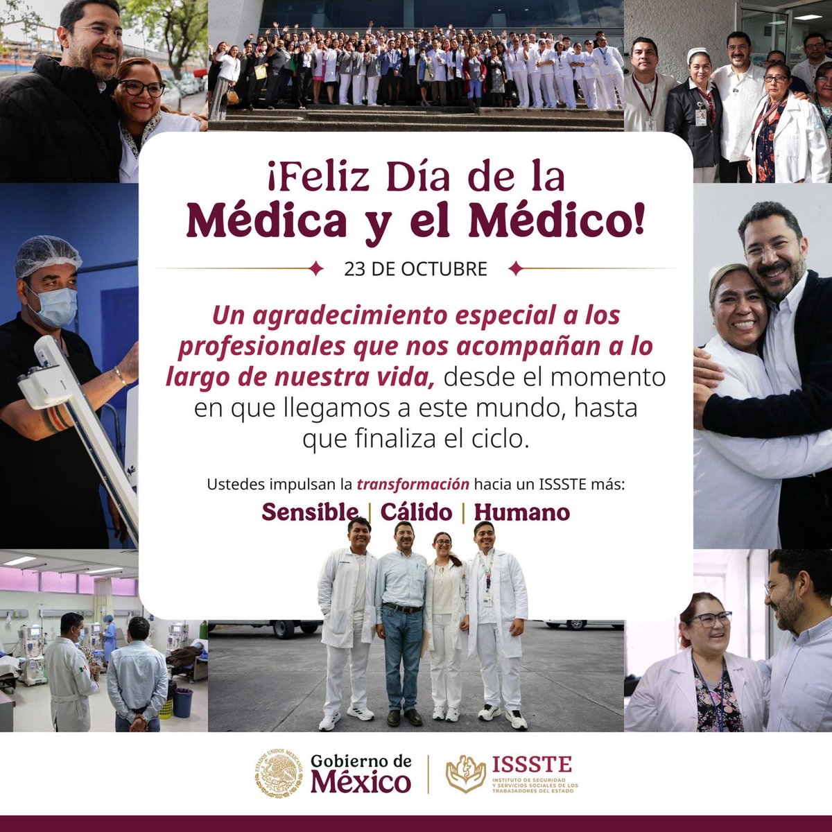 martibatres's tweet image. ¡Feliz Día del médico y la médica! Sobre todo felicito a l@s del @ISSSTE_mx, profesionales que, con entrega al servicio público, salvan vidas y cuidan la salud de miles de trabajador@s, jubilad@s y sus familias.