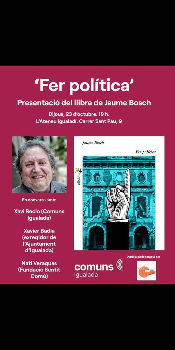 Moltes ganes d'acabar el llibre, sobretot després de la presentació d'avui