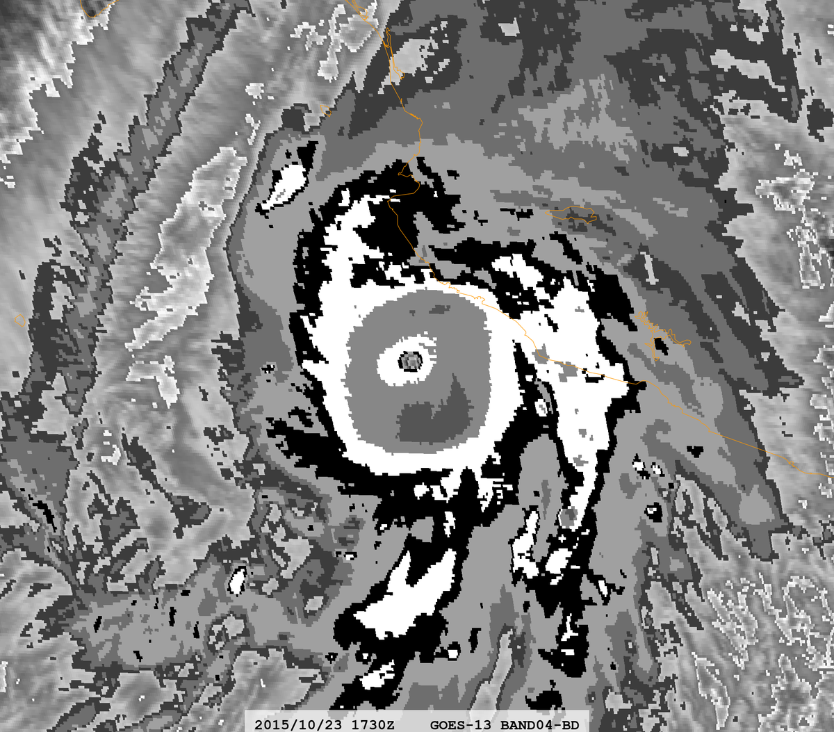 zeb199818's tweet photo. Hurricane #20L #Patricia 10-year Anniversary
HDOB :
Max FL Wind (30s): 181.0 kts
Max FL Wind (10s): 191.0 kts
Max SFMR Wind (10s): 166.0 kts
Max Rain Rate (10s): 39.0 mm/hr
Extrapolated Lowest MSLP: 878.4 hPa
VDM :
DROP: 883 mb/45KT 1733Z
CLOSED/C7
MAX FL WIND 192 KT 1740Z https://t.co/jztVmtxlHE