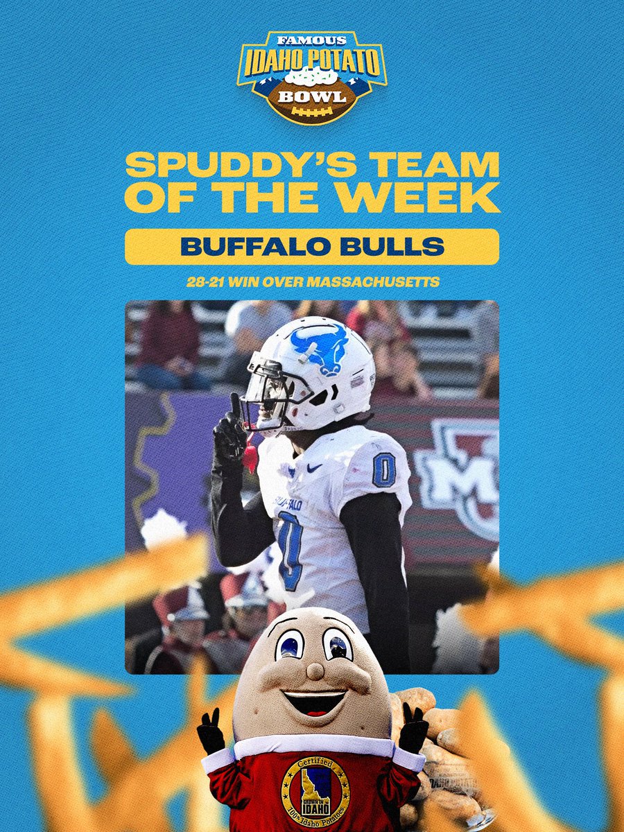 🥔🐂 <a href="/UBFootball/">UB Football</a>'s game-winning TD in the final minute earn them Spuddy's Team of the Week!
