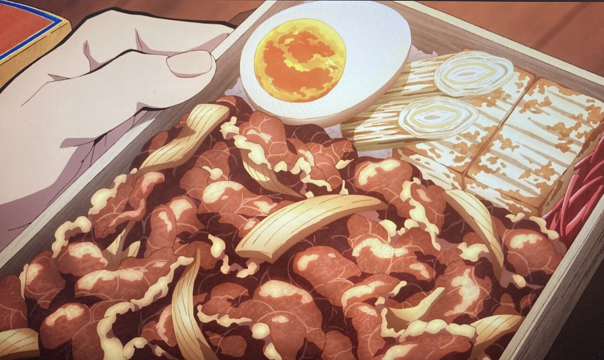 減量弁当80
鬼滅の刃　煉獄さんの牛鍋辨當

朝から遊んでしまった😇
・焼き豆腐→蕪
・紅生姜→紫たまねぎの酢漬け
ではありますが結構再現度高いのではないかと。あとは弁当箱が長方形だとよかったかな。
ごはん130g、お肉も赤身なので減量弁当カウント。