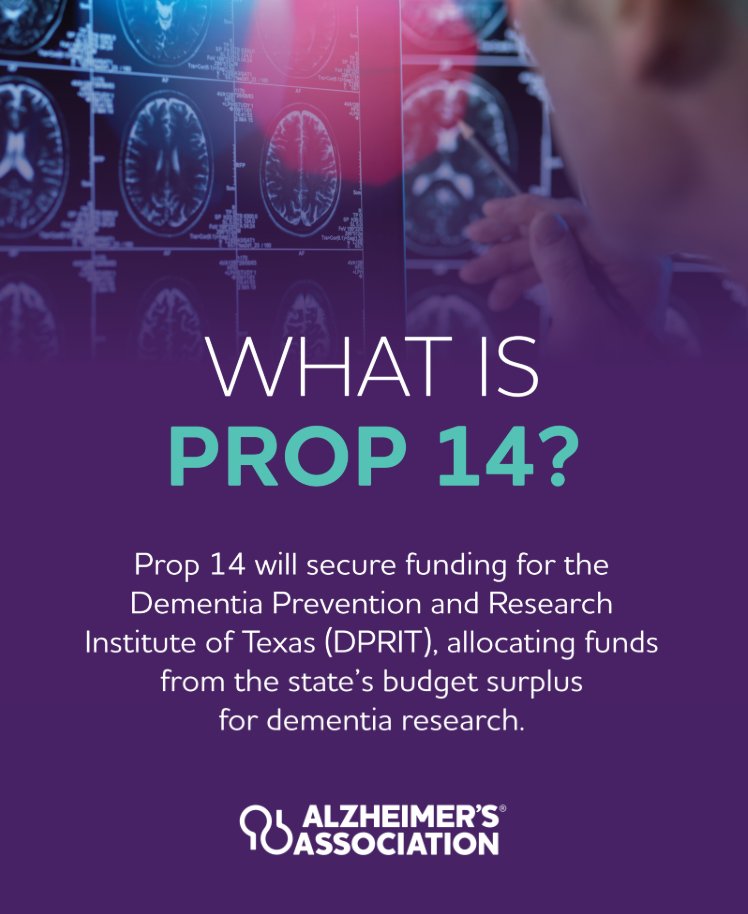 ALZDallasNETX's tweet image. Early voting ends on Friday, Oct 31! Repost to remind your friends and family to #VoteYesOnAlz14 for every person impacted by dementia in the Lone Star State. alz.org/yeson14