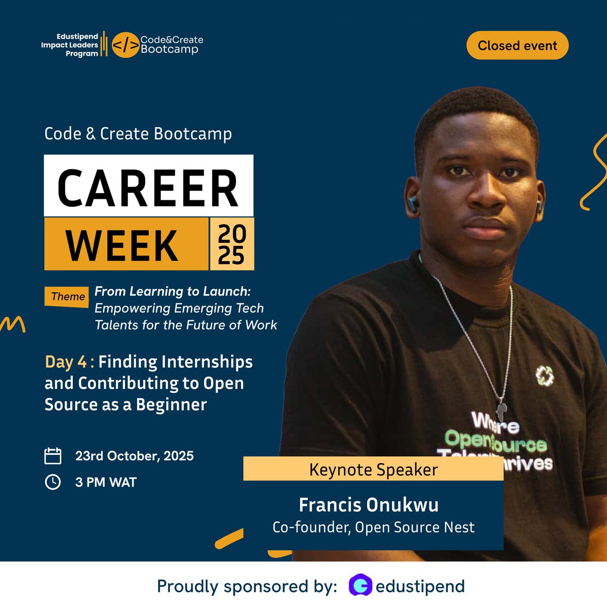 progress_epete's tweet image. Day 4 checked✅
Today's session was informative
Key takeaway;
Growth is not personal, it's exponential when shared
Thanks to @codecreatehq, @meetslick for the amazing session today.
Proudly sponsored by @Edustipend
#CodeAndCreateCareerWeek
#FromLearningToLaunch
#TechForGood