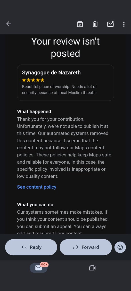 macro_guy1's tweet image. This is an old review I put about an ancient synagogue in Paris. Google has removed it because I mentioned the security needed from Muslim threats. How ridiculous!