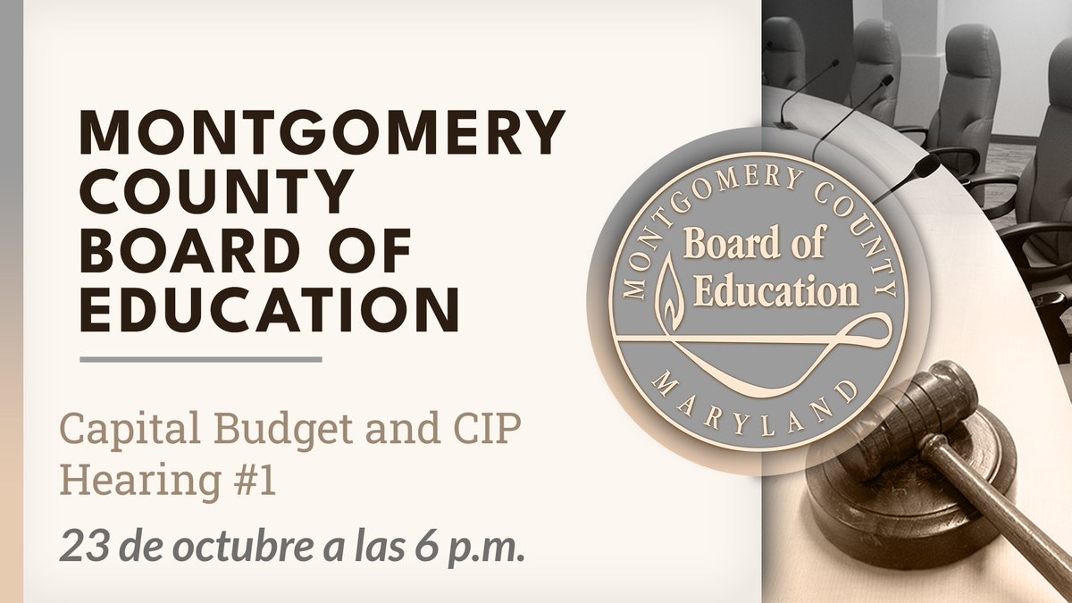 El <a href="/mocoboe/">Moco BOE</a> llevará a cabo una audiencia sobre el presupuesto de capital y el CIP esta tarde, 23 de octubre a las 6 p. m. Ver: mcpsmd.info/472xYNc, Xfinity 34/1071 HD, Fios 36 y RCN 89/1058 HD.