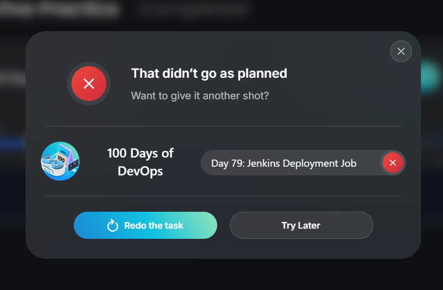 Menna_Salah03's tweet image. Day 79 โof #100daysofdevops
Another day, another Jenkins fail ๐
I've stopped posting because the task wasn't solved, but since it's part of the journey here we go. Hopefully tomorrow is the day it gets solved
@KodeKloudHQ #jenkins
