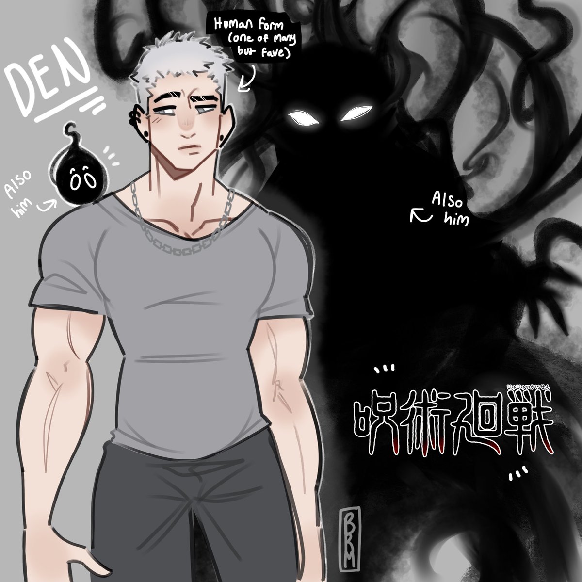 bootlegbrm's tweet image. #characterintro 
For my JJK OC Den! 
His full name is Denzel but he loves nicknames 👻

A cursed spirit who just wants to discover what it means to be human 🤧

His info + speed paint is on my TikTok /Instagram! 

#oc #ocartwork #octwt #jjk #yumetwt