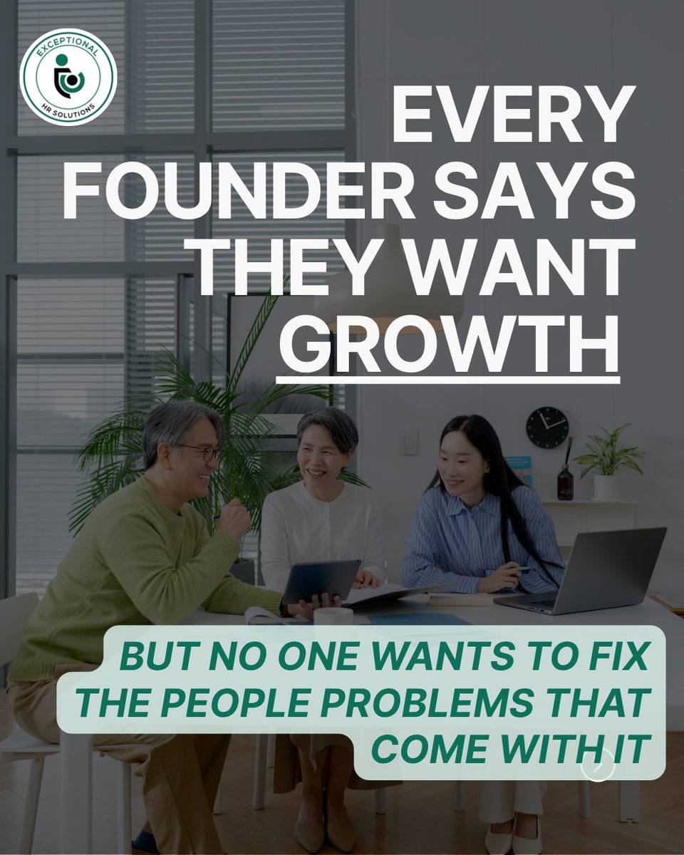 Everyone says they want growth… until they have to fix the people problems that come with it.

Your HR systems will make or break your business.

💡 Social@EHRShr.com or exceptionalhrsolutions.com/?utm_source=X(…
#FractionalHR #SmallBusiness #Leadership
