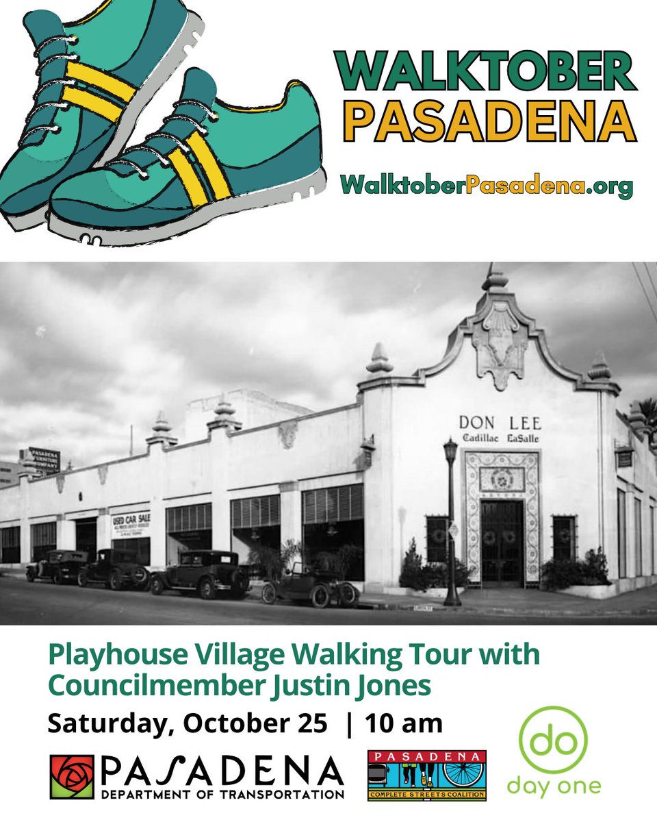This walking tour will feature a variety of architectural styles and  several of the district's most notable landmarks including its namesake,  the Pasadena Playhouse! Tours last approximately 1.5 hours with a walking, image size:960x1200