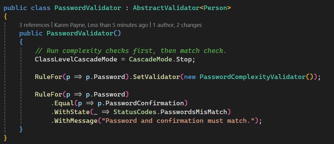 KarenPayneMVP's tweet image. FluentValidation password match example validation
github.com/karenpayneoreg…