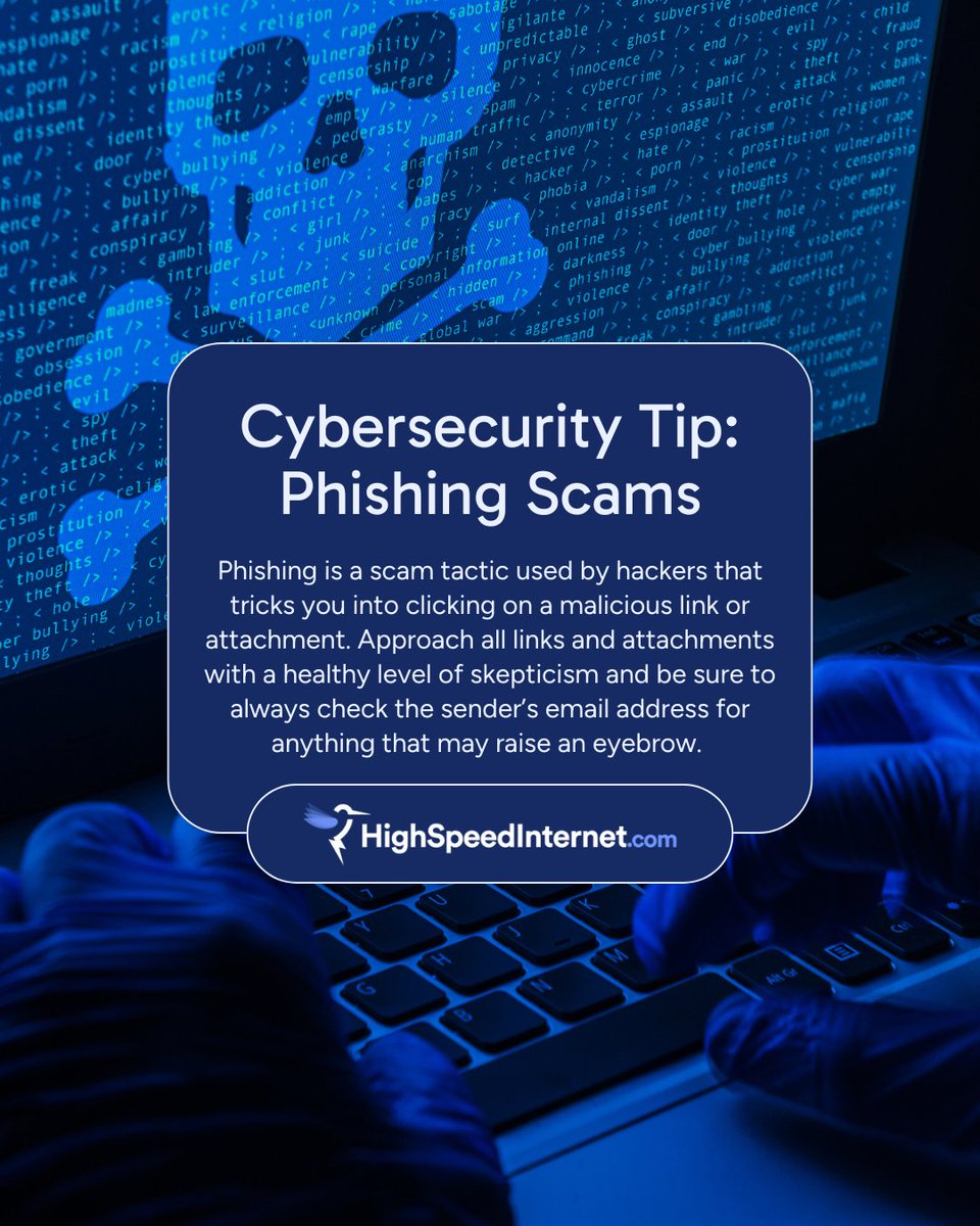 Lock down your network before someone else logs in. 🔐 Check out our latest cybersecurity tips—and get more invaluable cybersecurity advice from our internet experts. ⬇️

ow.ly/Fcc450XhcpQ

#CybersecurityAwarenessMonth #CybersecurityTips #HighSpeedInternet #TeamHSI