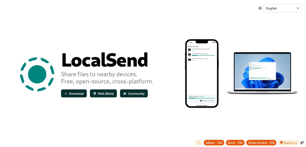 Cypher1984's tweet image. Seamlessly share files across your devices without the cloud. LocalSend lets you transfer anything instantly over your local network, keeping data private and fast. No accounts, no limits just pure peer‑to‑peer sharing. 

localsend.org

#LocalSend #FileSharing #Privacy