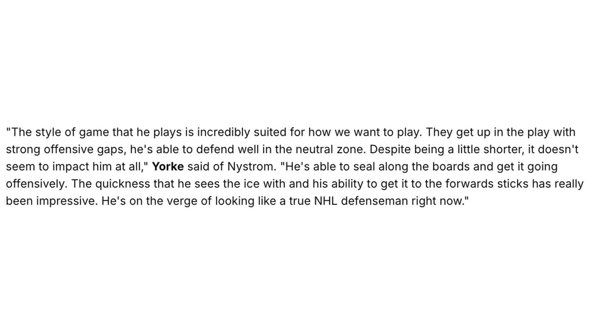 We'll see what, if anything, comes of Joel Nystrom's recall, but whenever I think of him, I think of this quote AGM Darren Yorke gave last February, before the #Canes signed him.

He joins the roster probably sooner than the team wanted, but the belief in his game is high.  
