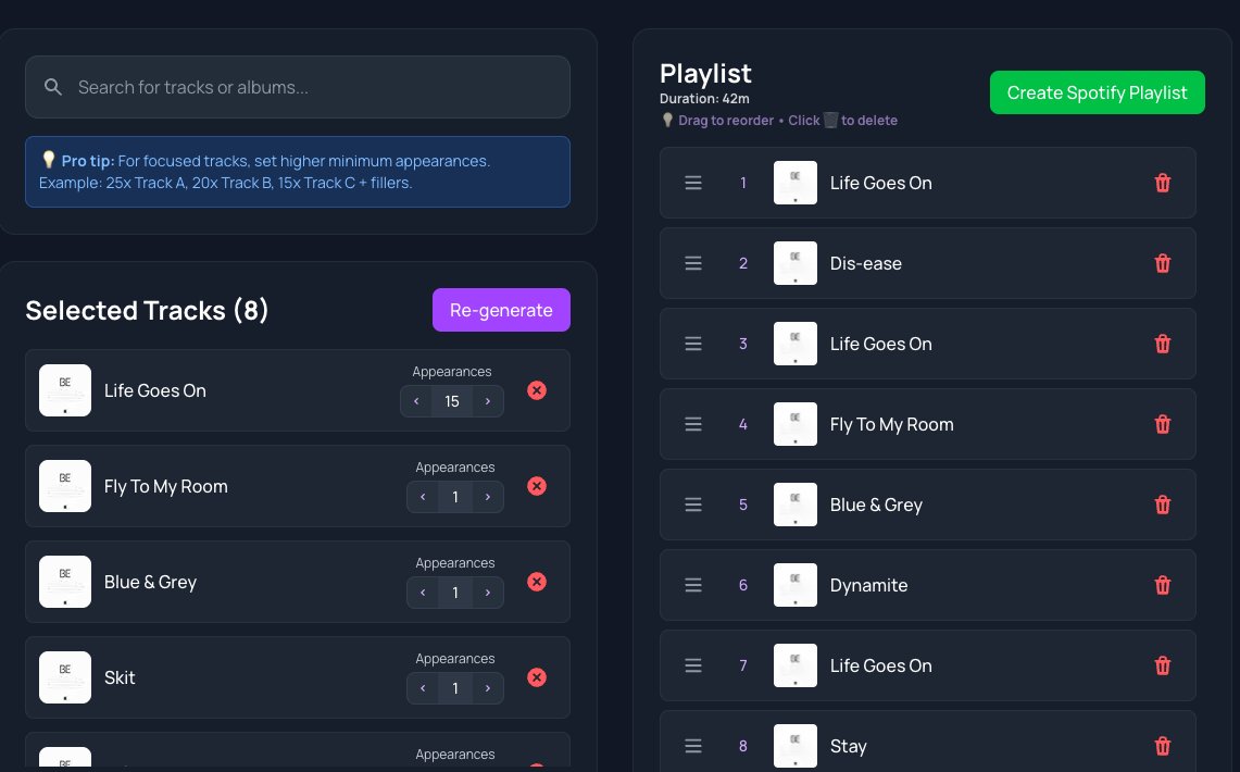 Playlist generator update: 
You can now drag and reorder the playlist as you want, before creating the Spotify playlist. ↕️