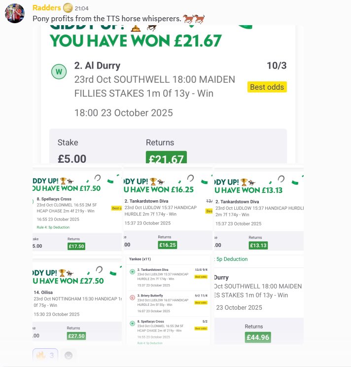HUGE DAY IN PREMIUM DISCORD ‼️

7/7 in darts bets securing 19 units profit 🎯

3/4 on our UK horse yankee securing 19 units profit 🐎

Start your 5 DAY FREE TRIAL today ⬇️
whop.com/checkout/plan_…

FREE DISCORD ⬇️
discord.gg/tip-the-scales