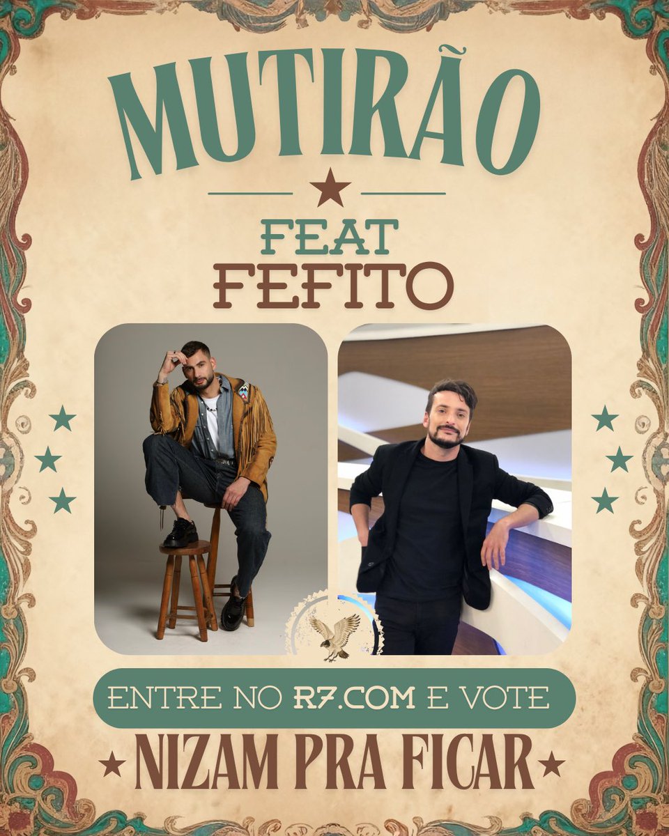 🦅 MUTIRÃO FEAT. 
<a href="/fefito/">Fernando Oliveira</a> INICIADO!🦅

🗳 A CADA 10 VOTOS, COMENTE UM EMOJI AQUI.

🎯 META: MIL COMENTÁRIOS.

✅ O voto é para SALVAR. Vote no NIZAM!

⏰ Encerra ás 20:00h 

📲 record.r7.com/a-fazenda/a-fa…

#FicaNizam #AFazenda17