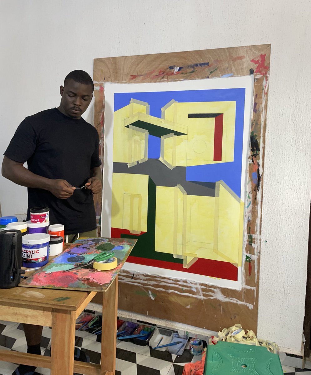 linesandshapess's tweet photo. @artmonnk I am Chinedu Chidebe, I make geometric abstract paintings. https://t.co/TEkSsfihJG