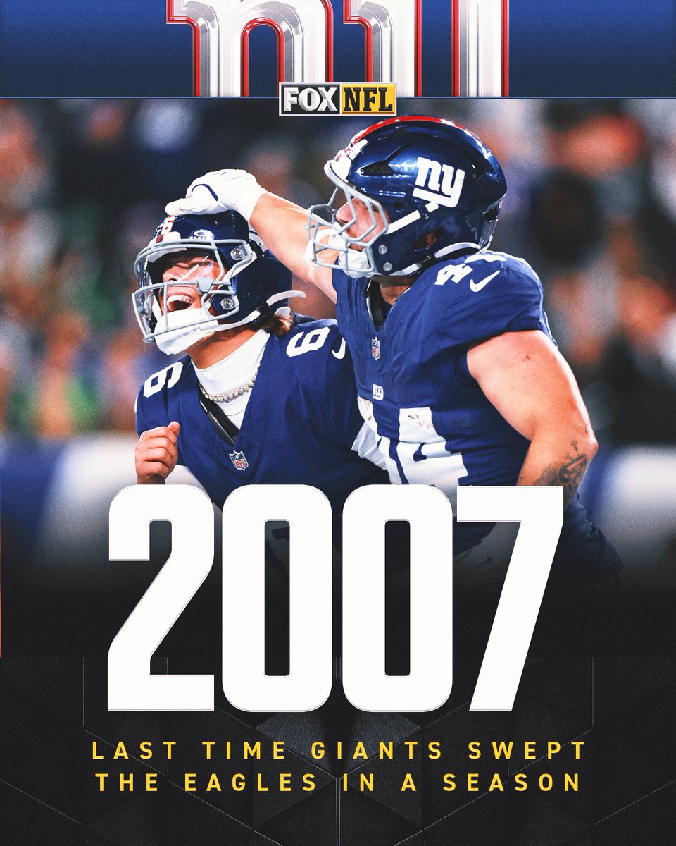The Giants haven't swept the Eagles in a season since 2007 🤯 Will Sunday be the day they break the streak? 
📺 @Giants-@Eagles at 1pm ET on FOX