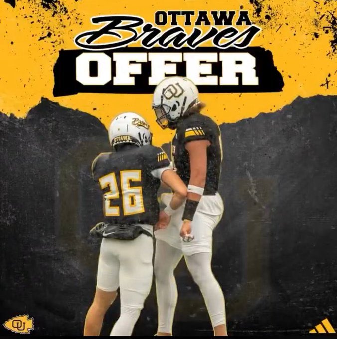 Very blessed to receive my 4th offer to play college football from <a href="/OttawaBravesFB/">Ottawa Braves Football</a>!! Thank you to <a href="/Coach_CAnderson/">Coach CA</a> for the message!!