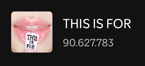 Twice Chart Data (@twicechartdatas) on Twitter photo THIS IS FOR has surpassed 90M streams on Spotify. THIS IS FOR has surpassed 90M streams on Spotify.