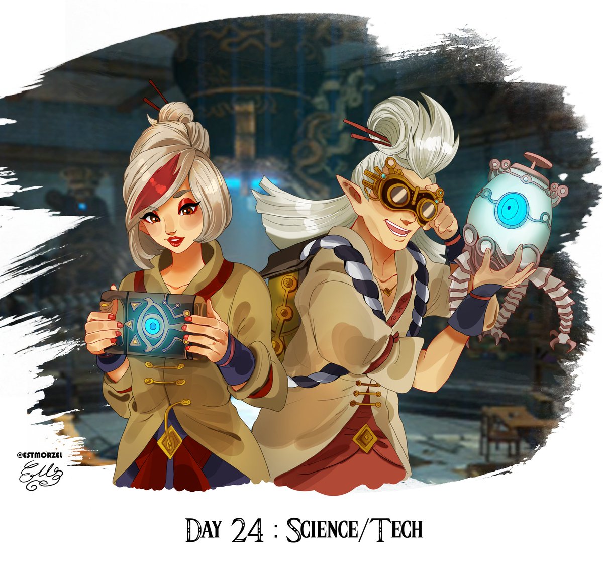 estmorzel's tweet image. LINKTOBER DAY 24 : SCIENCE/TECH

This duo always makes me laugh 

#zelda #purah #robbie #sheikah #illustration #fanart #robot #sheikahslate #day24 #linktober #inktober