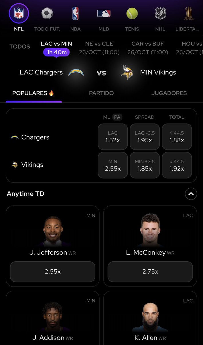 Dinámica de NFL del Vikings vs Chargers  <a href="/Draftea_Mexico/">Draftea México</a> 🏈 

1 ganador de $500💰

Para participar tienes que hacer lo siguiente:
-Dar Like ♥️ y RT 🔁 
-Acertar primer jugador en anotar TD
-Seguirme en X (Twitter)
-Usar el #BernardoPicks 

Éxito a todos 🍀

Código <a href="/Draftea_Mexico/">Draftea México</a>