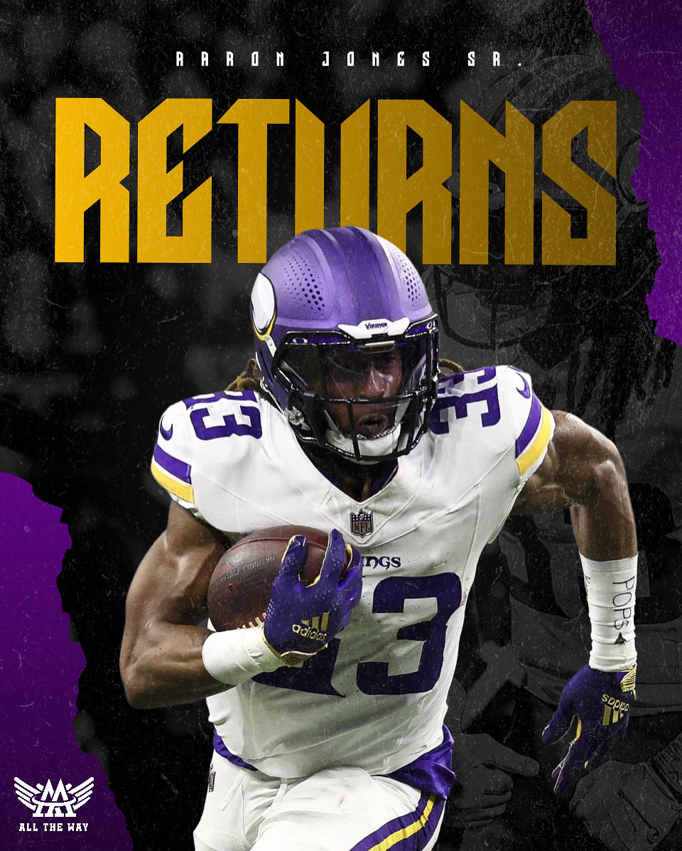 He’s back. 💪🏾💜

Aaron Jones returns to the field today — stronger, faster, and more determined than ever. Let’s show him some love as he gets back to doing what he does best: putting on for his team, his city, and his family.

Let’s go, 33! 🐐