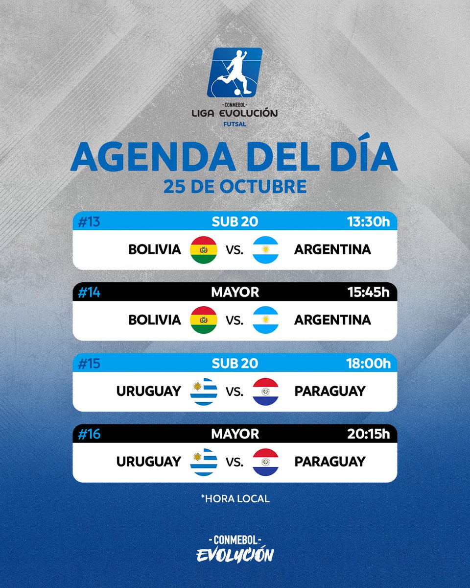 ¡Propuestas del día en la CONMEBOL #LigaEvoluciónFS Zona Sur! 🗓️😉