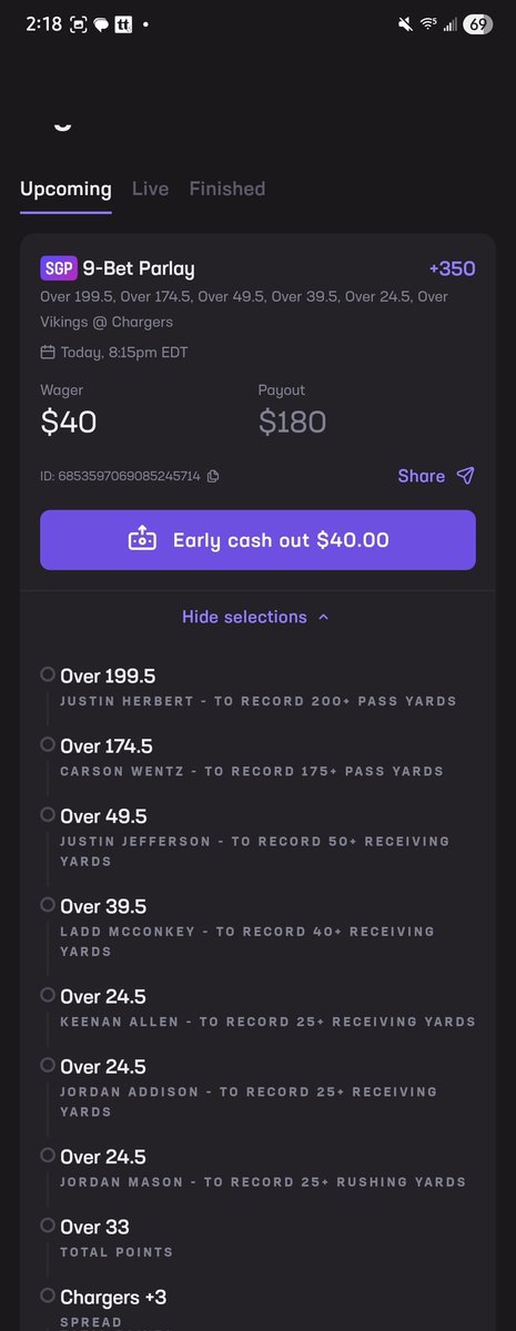 Let's try and bounce back from 2 losses yesterday. Going to try som NFL action today. A loss here gives back the gains from Monday.