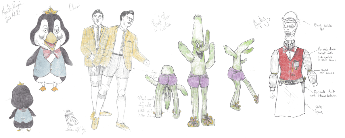 And some of the concept artwork: a storyboard and some sketches.